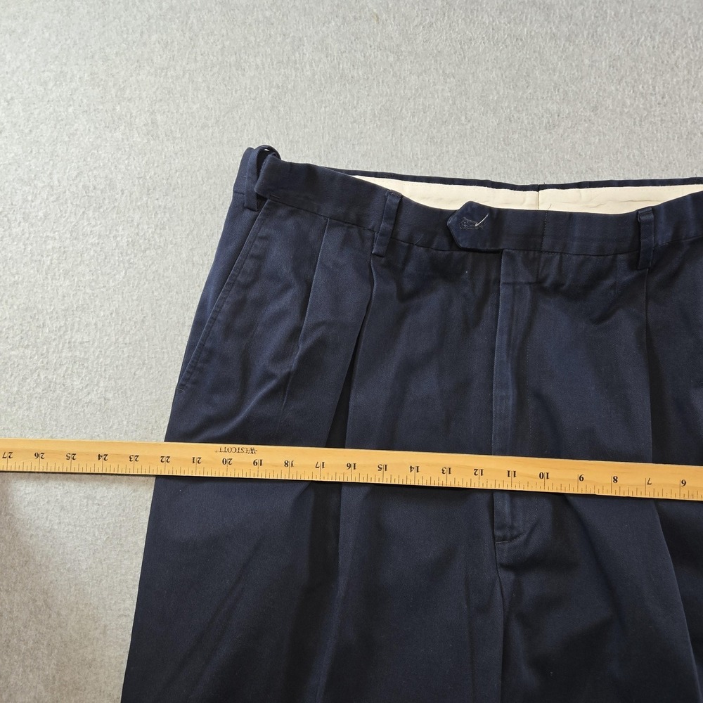BERLE Suit Pants Mens 40x32 Blue Cotton Blend Classic Straight Belted Fit - Picture 9 of 12